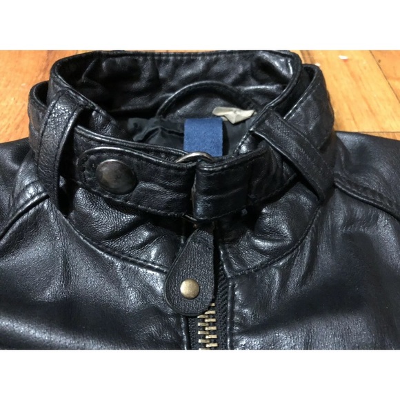H&M Leather Jacket Aviator 80s Coat Vintage Biker - Picture 4 of 10